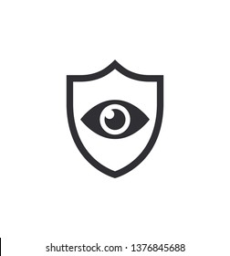 Shield With Eyes. Eye Protection. Safety Sign Eye Protection. Preservation Vision. Doctor Oculist. Protection Icon. Protection Activated. Active Safety. Vector Shield Icon. Security Vector Icon. 