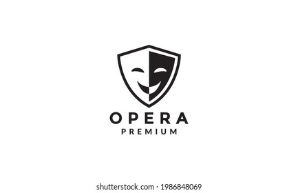 shield with face opera logo symbol icon vector graphic design illustration