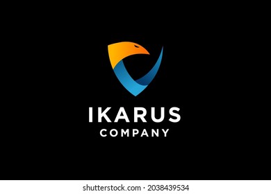 Shield with falcon head logo design vector inspiration.