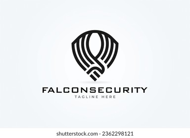 Shield falcon security safety protection logo design vector illustration