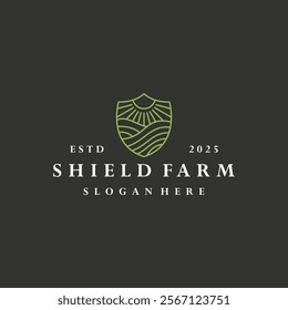 Shield farm logo vector hipster vintage icon illustration