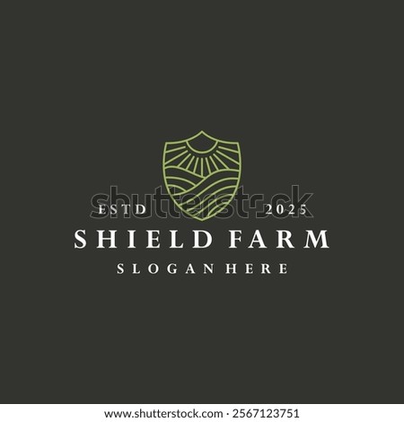 Shield farm logo vector hipster vintage icon illustration