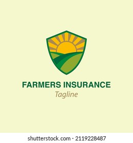 shield and farmland logo design concept. suitable for companies or business entities engaged in , agricultural insurance, farmer protection, farmer protection, agricultural material providers.