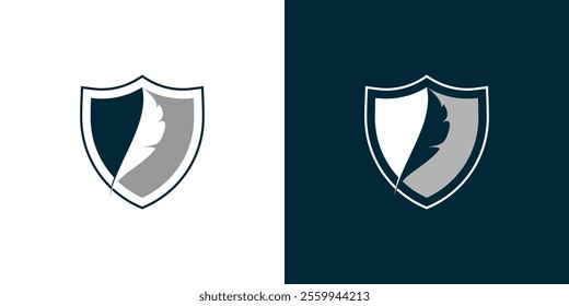 Shield and feather combination logo, kingdom logo, fighter logo