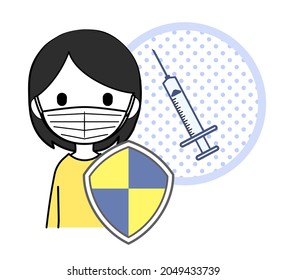 Shield and Female Background Syringe | Vaccine Immune Prevention