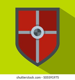 Shield for fight icon. Flat illustration of shield for fight vector icon for web