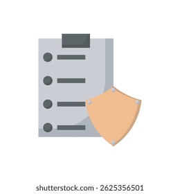 Shield and file icon vector illustration. 