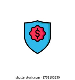 shield filled outline Icon. bank and financial vector illustration on white background