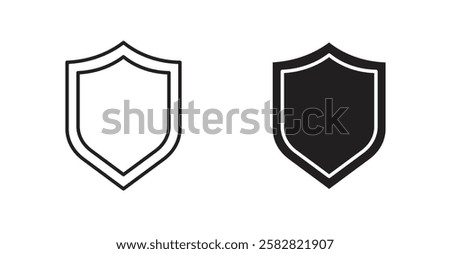 Shield filled and outlined icons vectors on white background