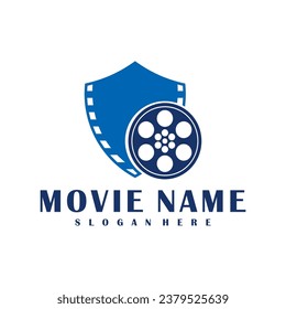 Shield Film logo design concept vector. Cinema illustration design