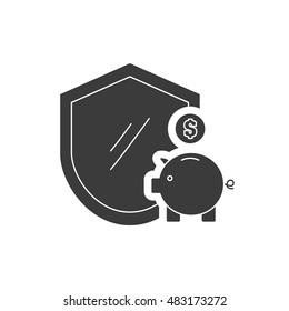 shield with finance icon vector illustration design