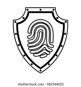 shield with finger print isolated icon