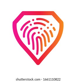 Blindaje con el logotipo de huellas dactilares en estilo degradado de color