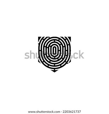 shield fingerprint secutiry cyber logo design