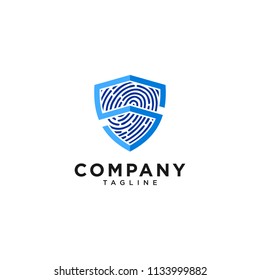 Shield with fingerprint-Security Logo Design
