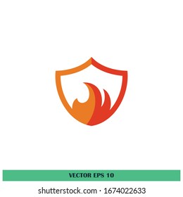 Logo-Vorlage für Schild und Brandflamme