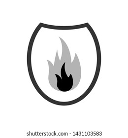 Shield & Fire Icon. Fire Protection Illustration As A Simple Vector Sign & Trendy Symbol for Design and Websites, Presentation, Badge, Sticker or Mobile Application. 