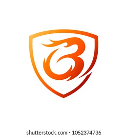 Shield Fire Letter B Initial Logo Template, Ready For Use