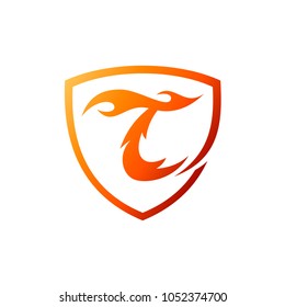 Shield Fire Letter T Initial Logo Template, Ready For Use