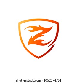 Shield Fire Letter Z Initial Logo Template, Ready For Use