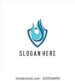 Shield Fire Logo Design Element, security logo 