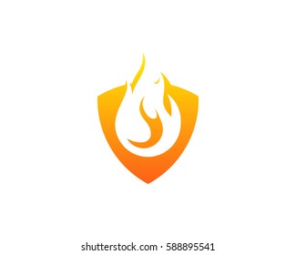 Shield Fire Logo Design Element