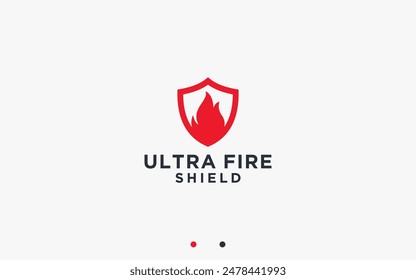 shield with fire logo design vector silhouette illustration