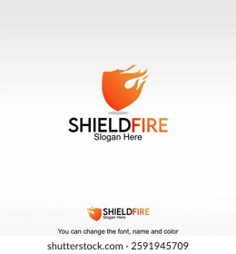 Shield Fire Logo Template Design Vector