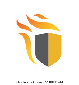 shield and fire protection concept custom firefighter logo vector design symbol