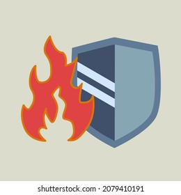 shield and fire protection concept custom firefighter.
design Security label Defense fire tag. insurance icon