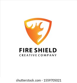 Shield Fire set Logo Design Element, security logo ,vector, logo design inspiration