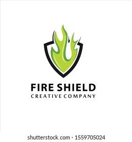 Shield Fire set Logo Design Element, security logo ,vector, logo design inspiration