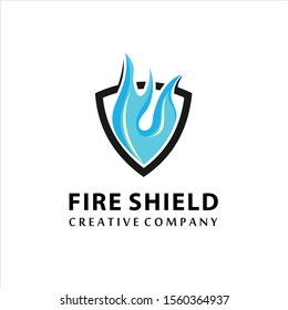 Shield Fire set Logo Design Element, security logo ,vector, logo design inspiration