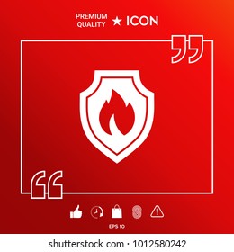 Shield with fire sign - protection icon