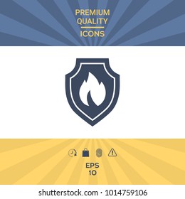Shield with fire sign - protection icon