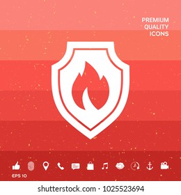 Shield with fire sign - protection icon