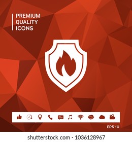 Shield with fire sign - protection icon