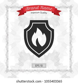Shield with fire sign - protection icon
