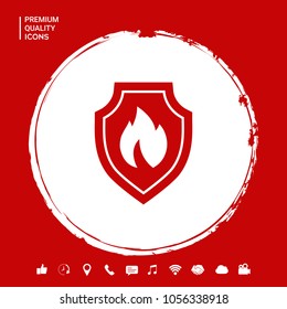 Shield with fire sign - protection icon