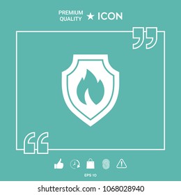 Shield with fire sign - protection icon
