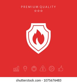 Shield with fire sign - protection icon