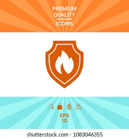 Shield with fire sign - protection icon