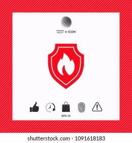 Shield with fire sign - protection icon