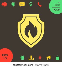 Shield with fire sign - protection icon
