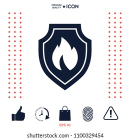 Shield with fire sign - protection icon
