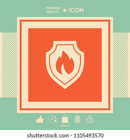 Shield with fire sign - protection icon