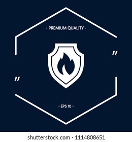 Shield with fire sign - protection icon