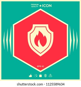 Shield with fire sign - protection icon