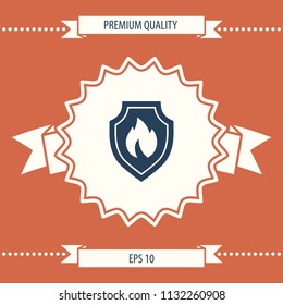Shield with fire sign - protection icon