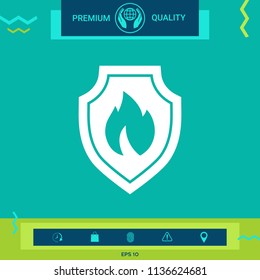 Shield with fire sign - protection icon